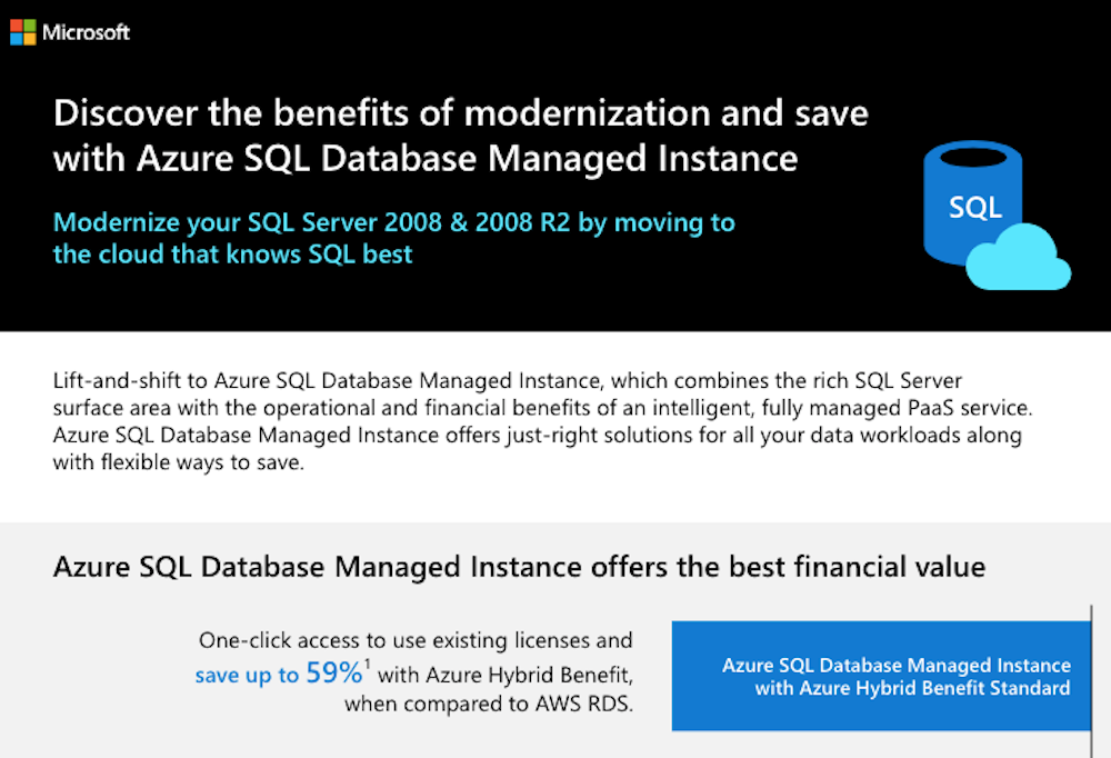 benefit of azure sql database managed instance