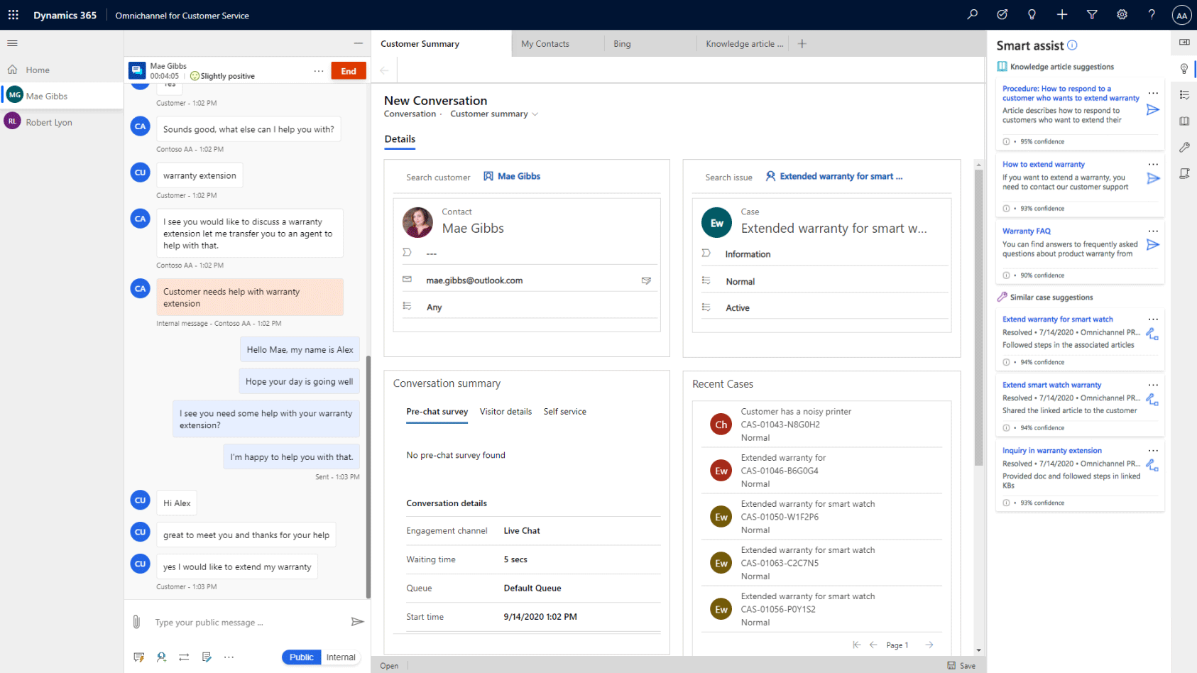 customer service dynamics 365